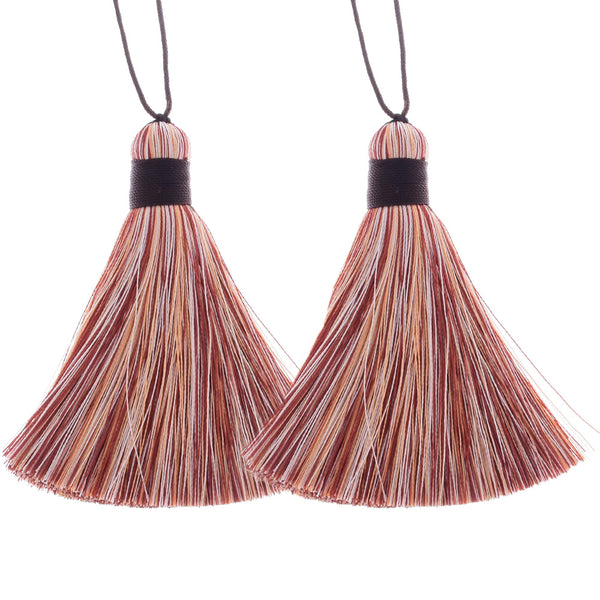 8cm Rainbow Rayon Tassel Silk Tassels Multicolor Gradient Color Jewelry Making Supplies Keychain Handbag  2pcs 10190950