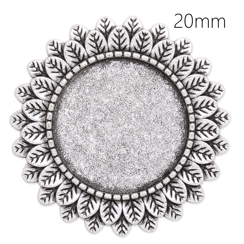 20mm anqitue silver plated brooch blank,brooch bezel,leaves around,zinc alloy,lead and nickle free,sold by 10pcs/lot