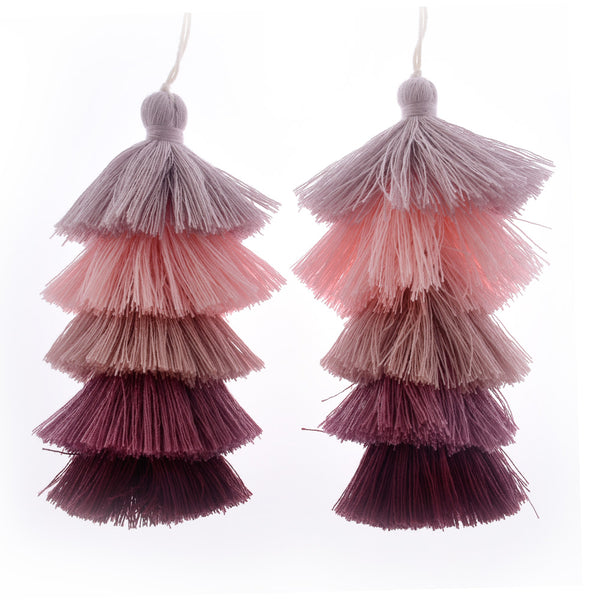 Wholesale Layered Tassel Pendant Five Tier Colorful Cotton Tassel for Earrings pendant handmade 2pcs 10192854