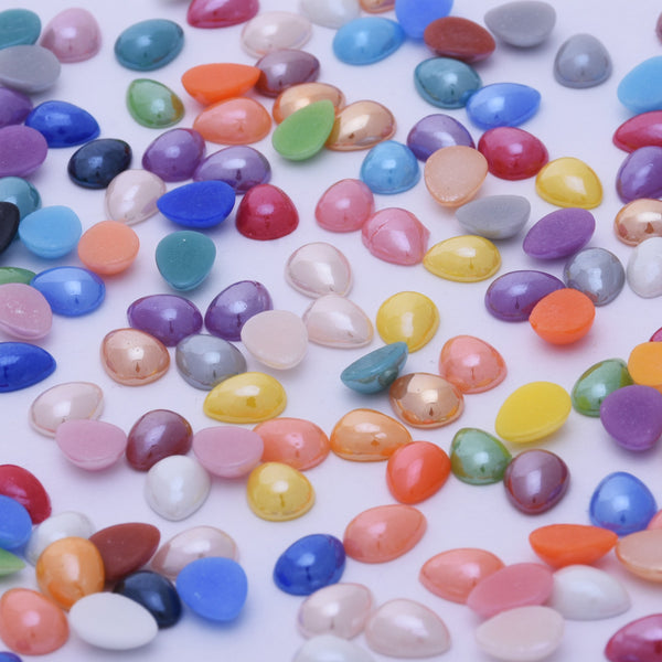 100 6mm*8mm Mix color Cabochon Jewelry Supplies Flatback Glass Ceramic water drop Non Hotfix Flatback Stones Decoration Phone Electroplate Plating