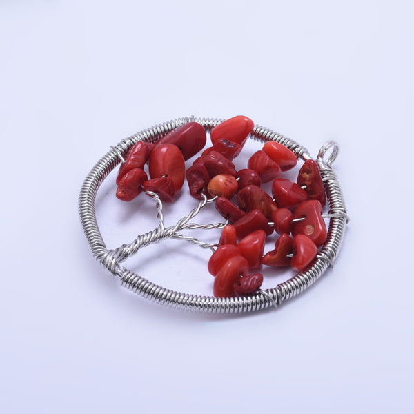 1 Dark Red 46mm Irregular Natural Stone Healing Fashion Jewelry Charm Crystal High Quality Pendant Tree of Life Women'sFashion Handwork