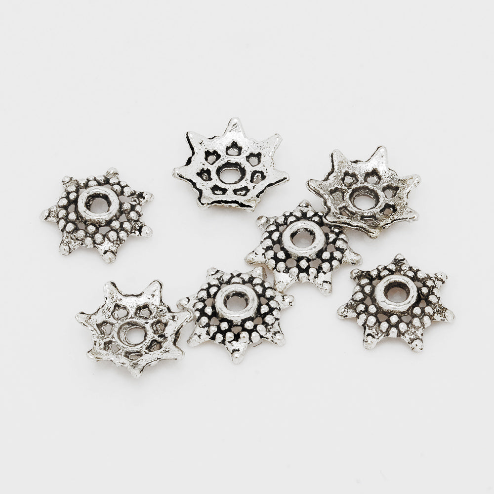 9mm Starfish Bead Caps,Antique Silver Filigree Bead Caps,Jewelry Findings,sold 100pcs/lot
