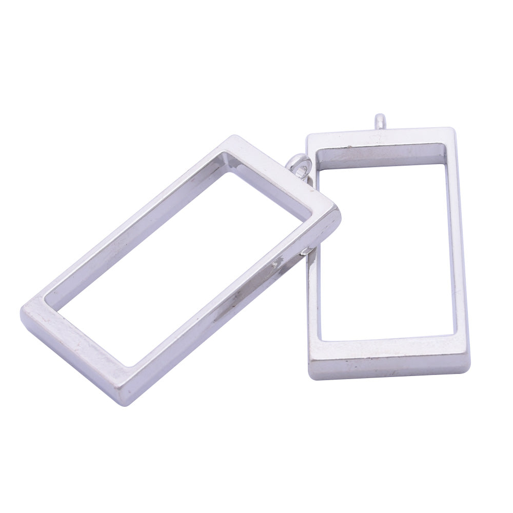 10 Silver Metal Rectangular frame  40.4*21.5*4mm bezel open back pendant  Zinc alloy accessories pendant trays Resin Setting Blanks