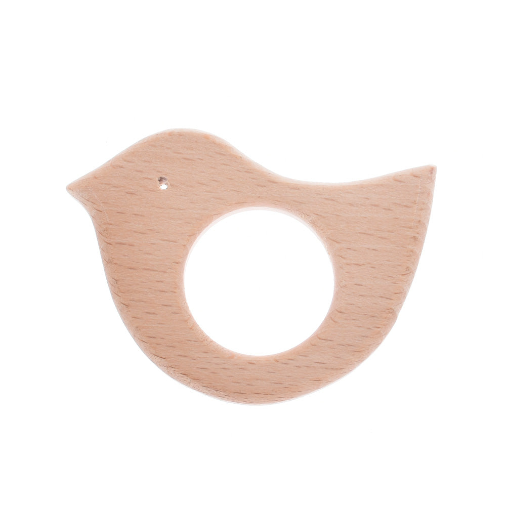 71*48mm Baby Teething Toy Wooden Teether First baby toys Handmade Baby toy Jewelry Wooden bird shape 2pcs