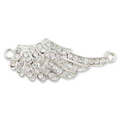 40*15MM Brass Base, White Plated,Clear Rhinestone,Cute wing Charm,Design Fits Wrist Shape