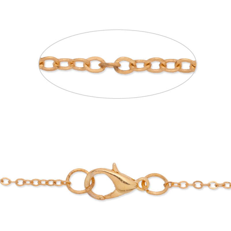 18 inch long necklace chain for pendant,2x2.5mm link size,Lobster Clasp end,Brass chain,golden plated,20pcs/lot