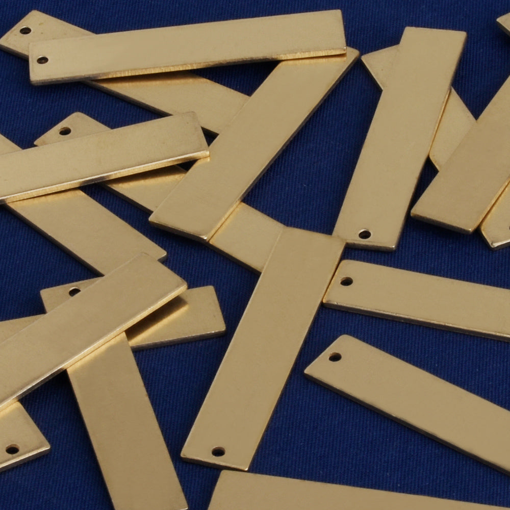 About 3/8"*1 5/8" Brass rectangle stamping blanks Hand Stamping blanks Customized Bar Jewelry Supplies Single hole 18Gauges 20pcs