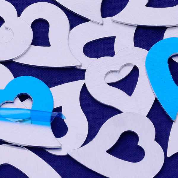 20pcs about 1"x1 1/8" tibetara® aluminum love heart hole Stamping supplies Metal Blank Fantastic Shine 18 Gauges