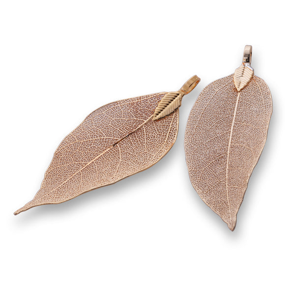 2 Gold Real Leaf Jewelry for Necklace  Pendant Findings Supplies Big Leaf Gold  Pendant