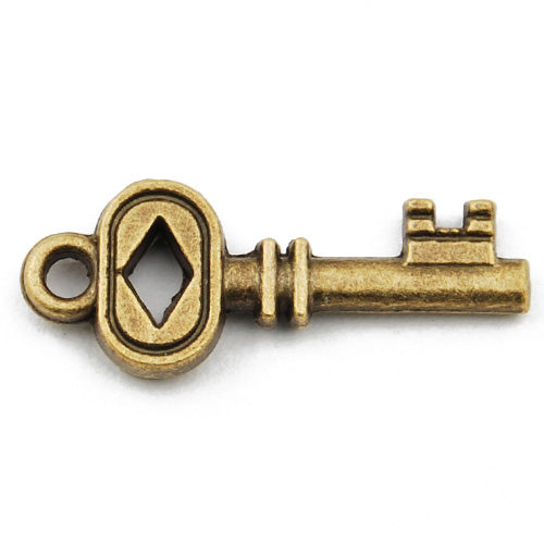 25*10mm Vintage antique bronze Zinc alloy Charms,key,sold 200 pcs per pkg
