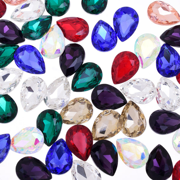 13x18mm Teardrop crystal Pointed Back Rhinestones Glass Crystal dress jewellery making shoes mixed 50pcs 10184258