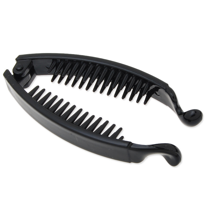 85mm Blank Black Shiny Plastic Hair Barrette(Claw) with secure extra Teeth,12mm width,20 Pieces/lot