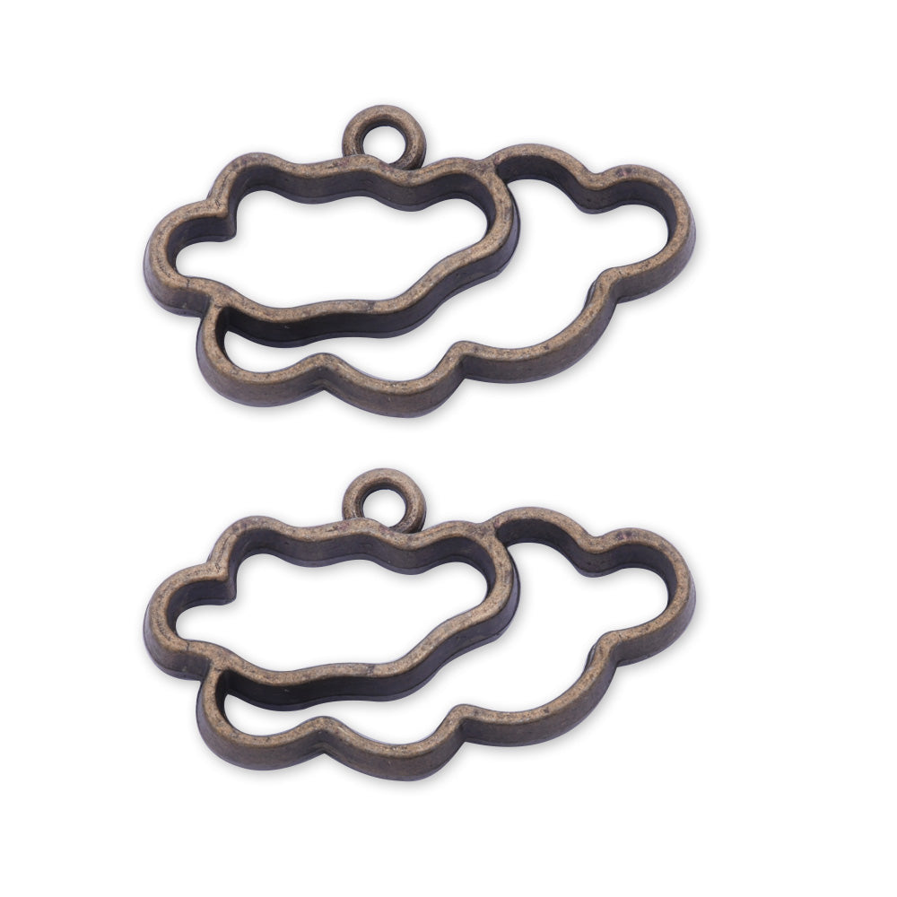 10 Antique bronze Metal Clouds frame  21*15*4mm open back pendant  Zinc alloy accessories pendant trays Resin Setting Blanks