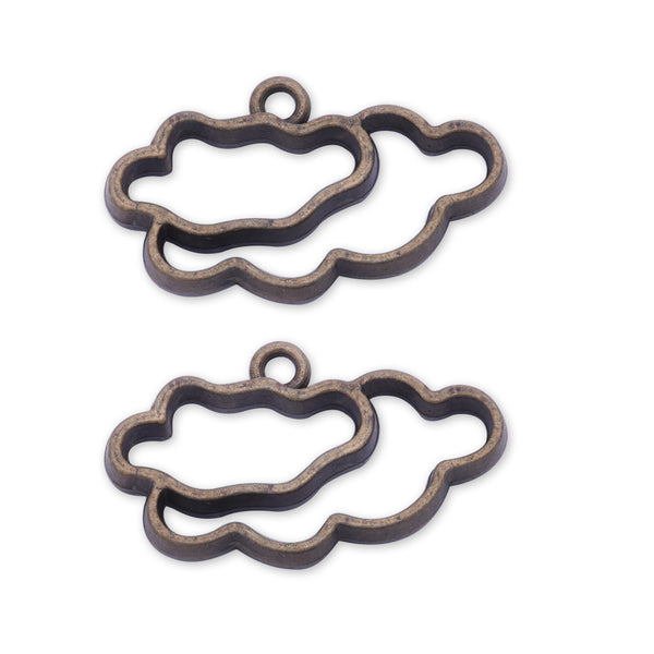 10 Antique bronze Metal Clouds frame  21*15*4mm open back pendant  Zinc alloy accessories pendant trays Resin Setting Blanks