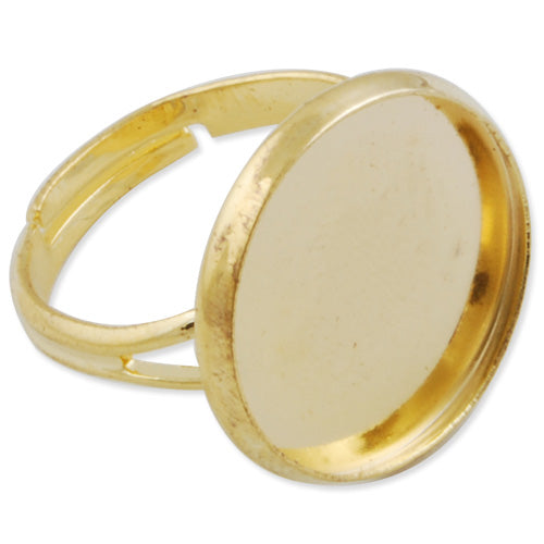 16MM Round Adjustable Shallow bottom Gold  plated Ring Base Setting Pendants With 16 MM round Pad,Sold 50PCS Per Package