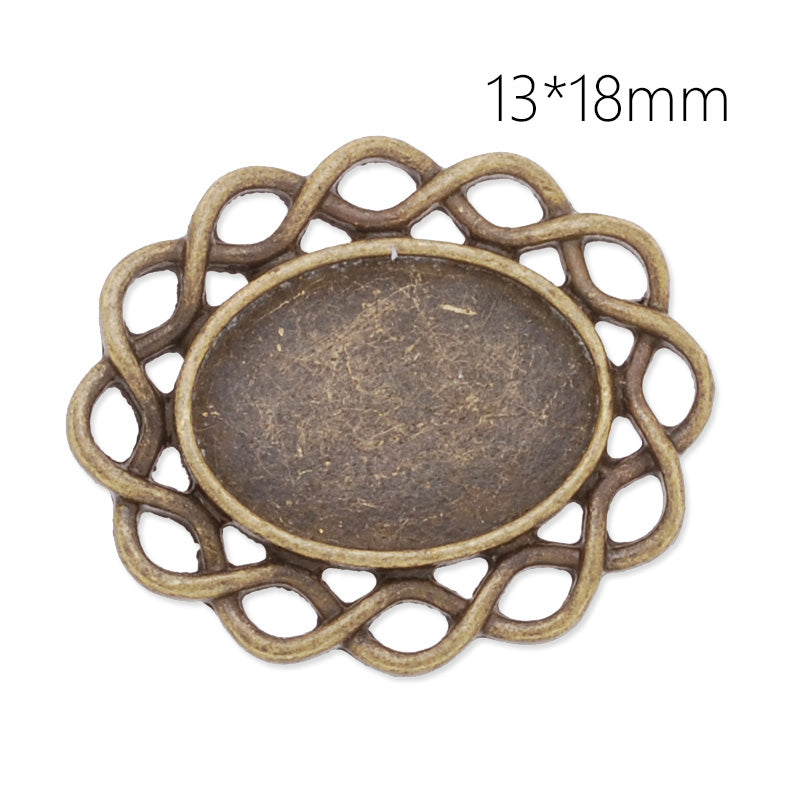 13x18mm oval charm tray,cameo setting,zinc alloy filled,antique bronze plated,20pcs/lot