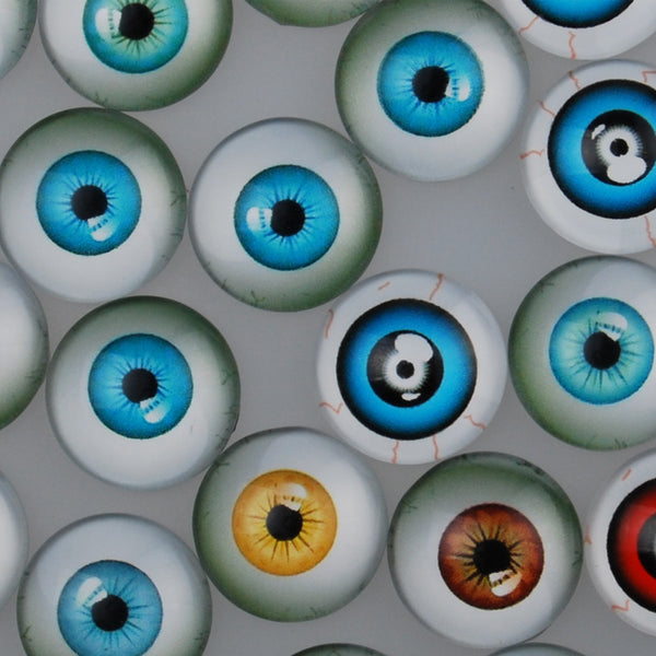 16MM Round colorful glass cabochons with mixed eyes,Photo glass cabochons,flat back,thickness 5mm,50 pieces/lot