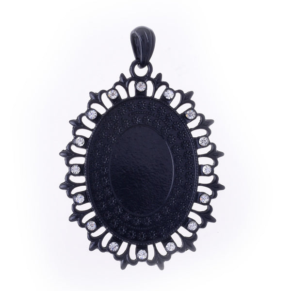 60*47mm Pendant Blank Base Setting Necklace Blank Row Rhinestone fit 40*30mm cabochons Jewelry supplies thickness 3mm black 10pcs 10022312