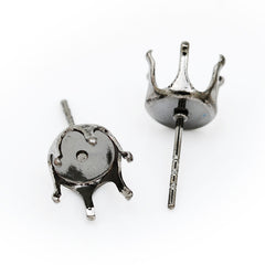 Suitable for ss38(8mm)   Metal Black Plated Round Jewelry Earring Settings,Crown Claw Setting Earring Stud Blanks,Metal,20pcs/lot