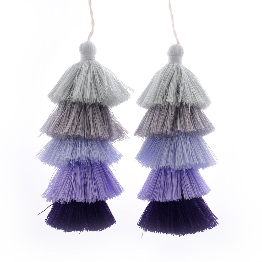 Wholesale Layered Tassel Pendant Five Tier Colorful Cotton Tassel for Earrings pendant handmade 2pcs 10192852