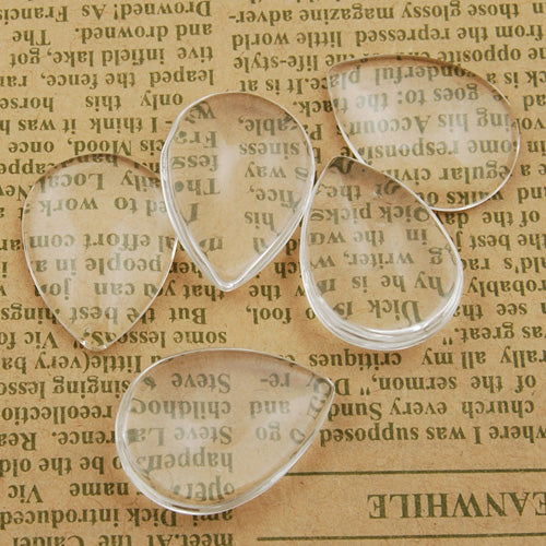18*25MM Teardrop Flat Back Clear Crystal Glass Cabochon,5.5MM Thick,Top Quality,Sold 100PCS Per Package