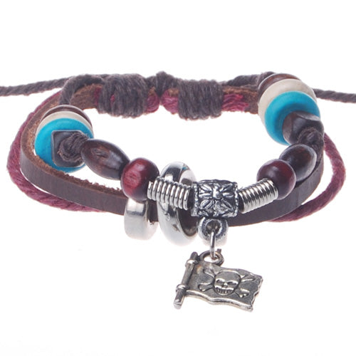 2013-2014 Summer hot sale promotional gifts Banner beaded hand-woven  leather bracelet,Deep Coffee,sold 10pcs per pkg