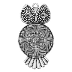 Owl pendant tray with 30mm Round Bezel,zinc alloy filled,antique Silver plated,20pcs/lot