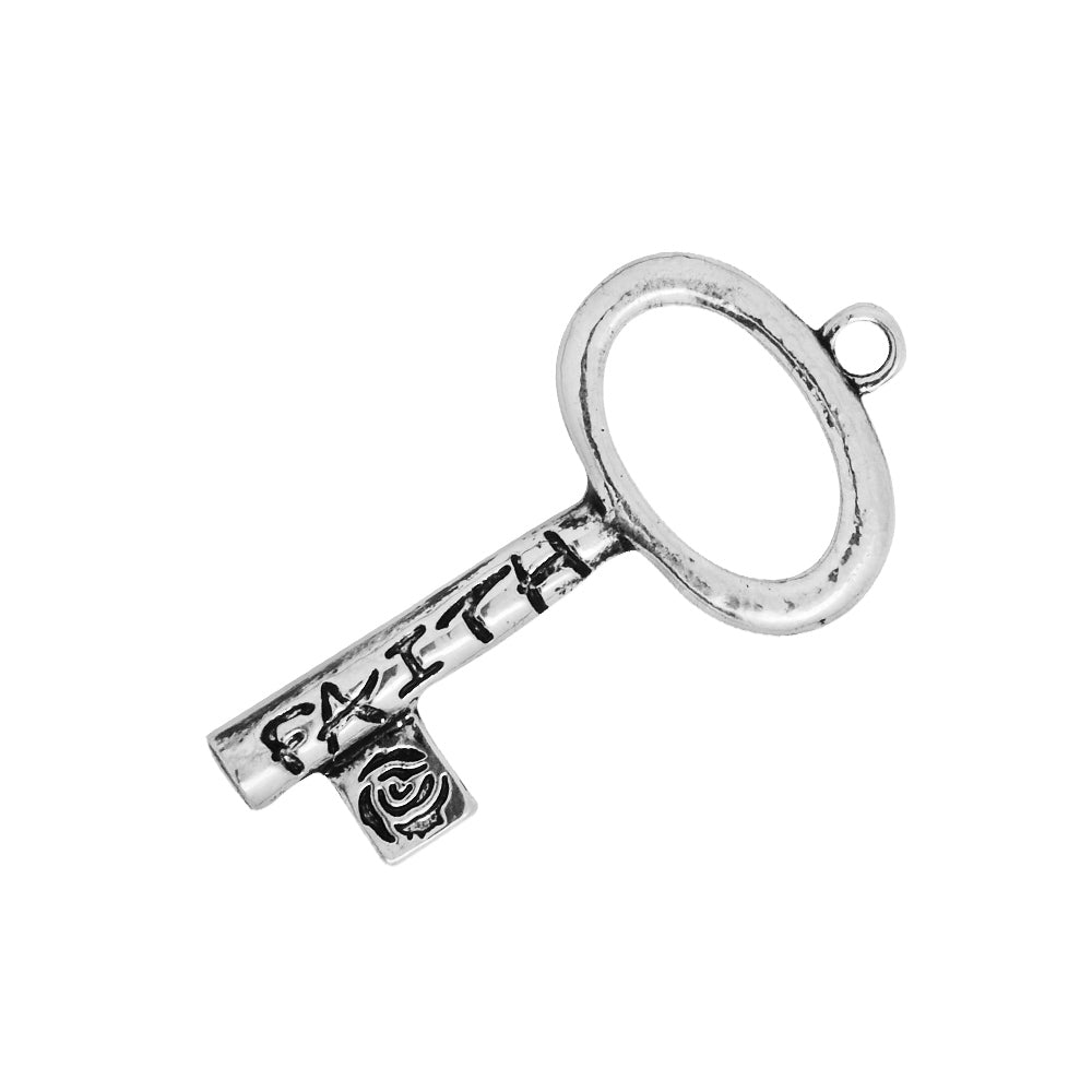 50*25mm Skeleton Keys,Vintage Keys Jewelry Pendant,'FAITH',Antique Silver Charm Necklace Jewelry,sold 10pcs/lot