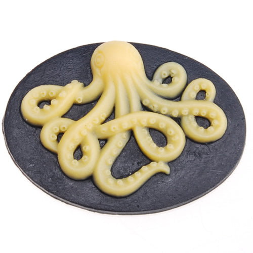 2014 New 29*39MM Oval “Octopus” Resin Flatback Cabochons,Black and Yellow;sold 20pcs per pkg