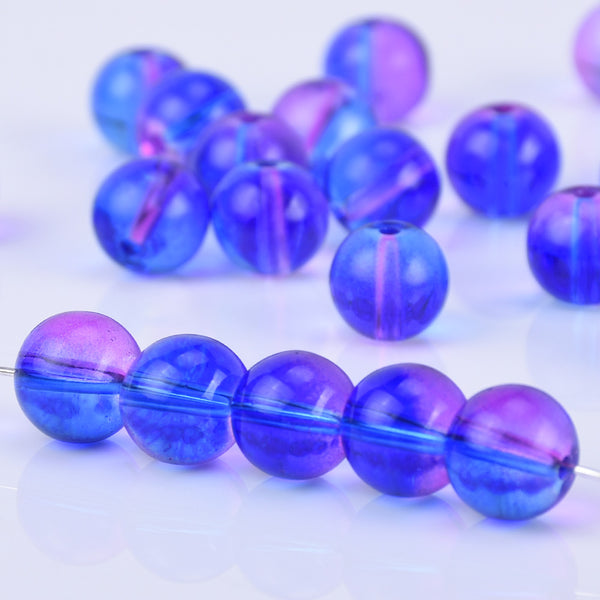 10mm Czech glass round Beads Glass Ball Beads Seed Beads jewelry beads jewelry supply Blue Violet 50pcs