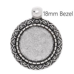 18mm Round cameo setting,zinc alloy filled ,antique Silver plated,20pcs/lot