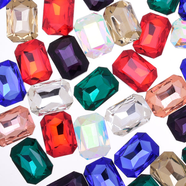 13x18mm Rectangle Pointed Back Rhinestones glass crystals beads wedding diy jewelry mixed 50pcs 10183458