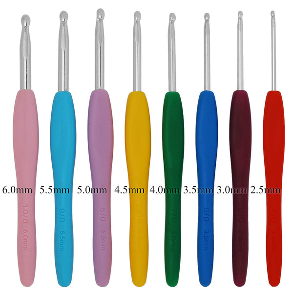 Crochet Hook,Plastic Colorful Crochet Starter Set,Soft Handle,Crochet Hook set,8pcs/set
