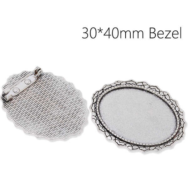 30x40mm simple Oval Pin back Brooch Blanks,Zinc Alloy Filled,Antique silver plated,10pcs/lot