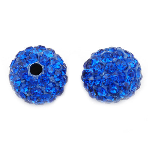 12MM Clear Pave Sapphire Beads,Clay Glue Base,Hole Size 2MM,Sold 10PCS Per Lot,Fit DIY Bracelets Earrings Necklaces Rings