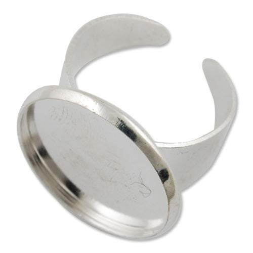 20mm Round Adjustable Shallow bottom Silver plated Ring Base Setting Pendants With 20 MM round Pad,Sold 20PCS Per Package