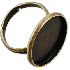 18MM Round Adjustable Shallow bottom Antique Bronze  plated Ring Base Setting Pendants With 18 MM round Pad,Sold 50PCS Per Package