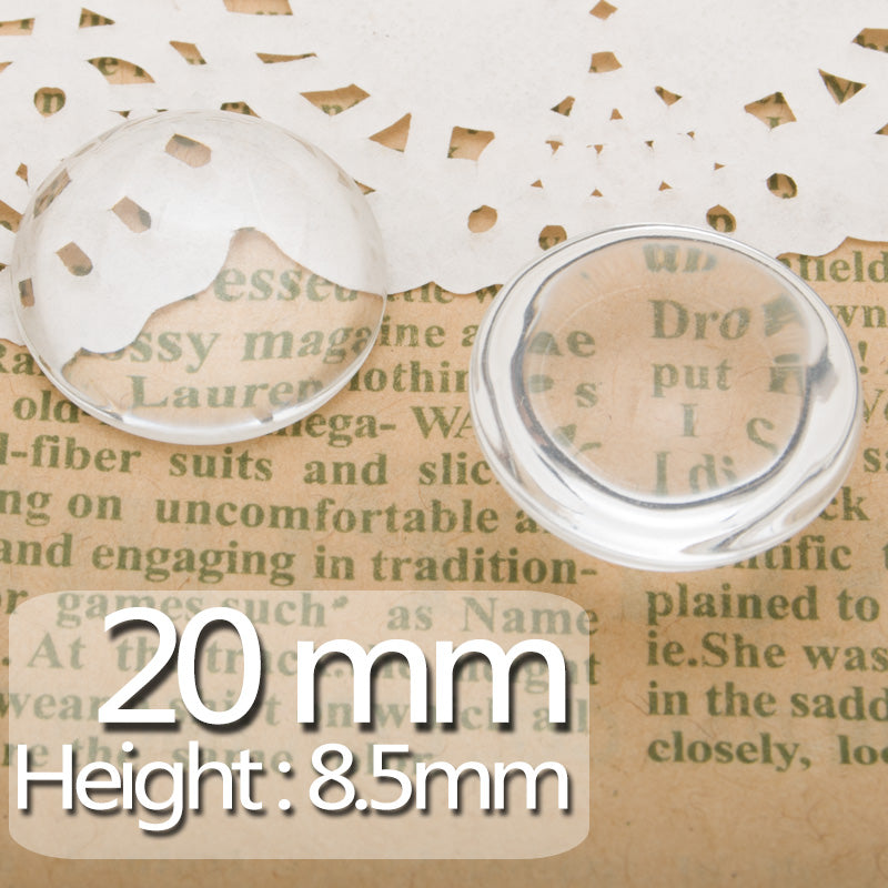 50 20MM Round Flat Back clear Crystal glass Cabochon,Height:8.5mm,50 pcs/lot,Top quality