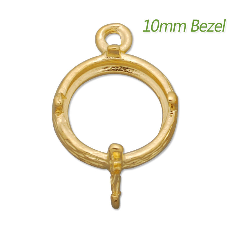 10MM Round Brass Gemstone Bezel,Gold,charms links,sold 20pcs per lot