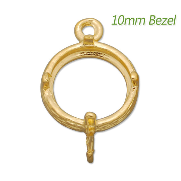 10MM Round Brass Gemstone Bezel,Gold,charms links,sold 20pcs per lot