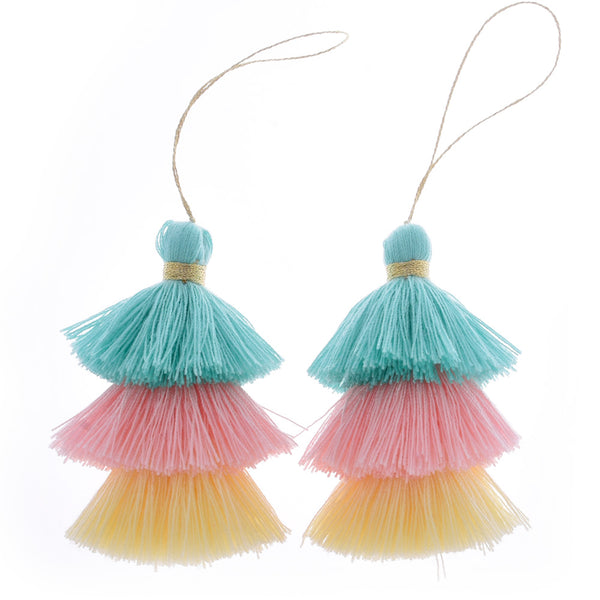 Fringe Tassel Earrings Three Tier Jewelry Tassels Stack Necklace Earrings Earrings Summer Jewelry wholesales,2pcs/lot