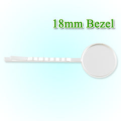 55*18MM Silver Plated Brass Bobby Pin With bezel,fit 18mm glass cabochon,sold 50pcs per package
