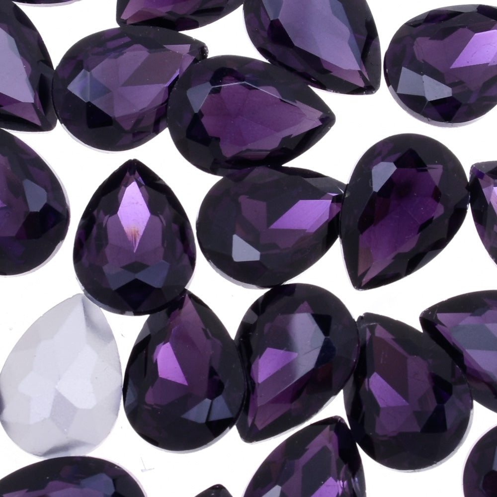 18x25mm Teardrop crystal Pointed Back Rhinestones Glass Crystal dress jewellery making shoes purple 50pcs 10184355