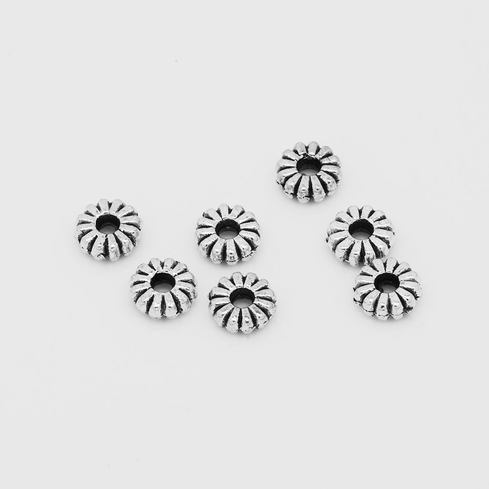 Large Hole Spacer beads,Tibetan Beads,Silver Tone Spacer Beads,Diy Bulk beads,Thickness 2mm,sold 100pcs/lot