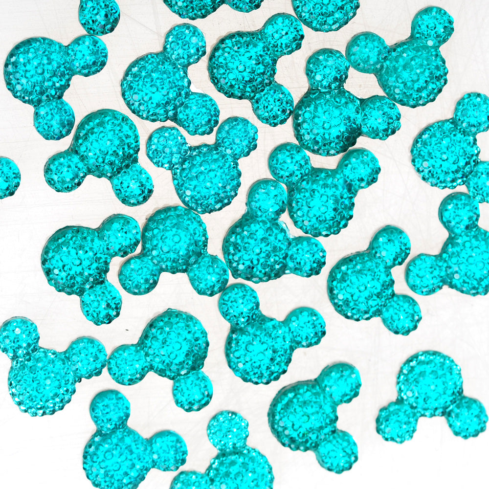 100 Acid Blue Resin Cabochons Flatback Kawaii Glitter Cabs Druzy Embellishments 16mm