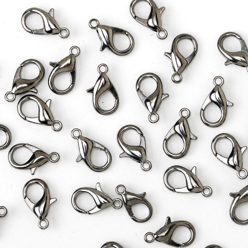 12mm Alloy Lobster Clasps Fastener Hooks Jewellery-making,gun metal black 100pcs