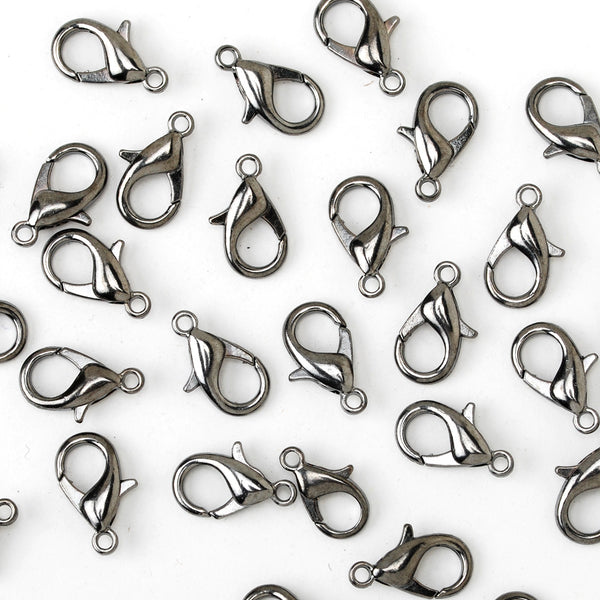12mm Alloy Lobster Clasps Fastener Hooks Jewellery-making,gun metal black 100pcs