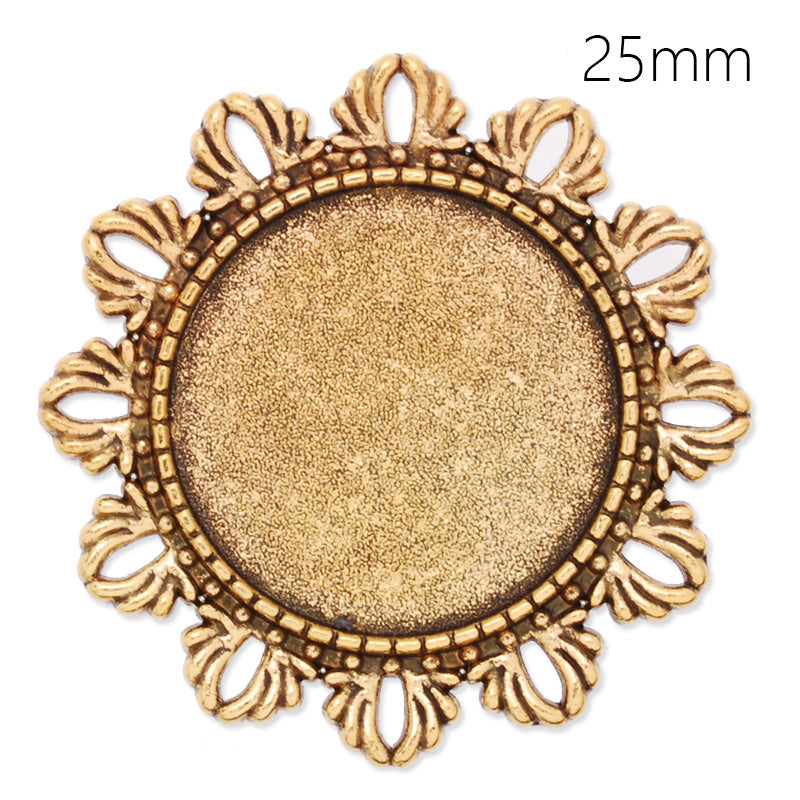 25mm anqitue gold plated brooch blank,brooch bezel,hollow around,zinc alloy,lead and nickle free,sold by 10pcs/lot