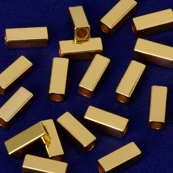 About 3*8mm tibetara® Brass 4 sided Blank Bar Spacer Beads metal Beads Name Plated Jewelry Supplies plated gold 20pcs