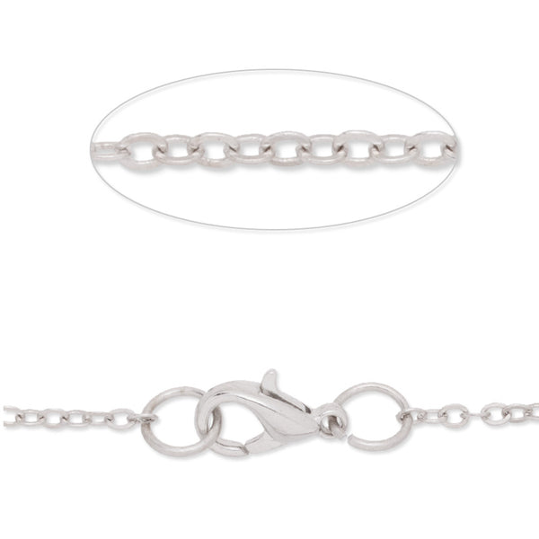 18 inch long necklace chain for pendant,2x2.5mm link size,Lobster Clasp end,Brass chain,Nickel plated,20pcs/lot